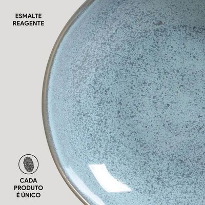 Prato Fundo Cerâmica 22,5cm Azul Bio Brezze 830ml Porto Brasil Stoneware Avulso