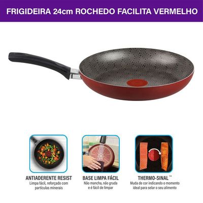 Frigideira Rochedo Facilita 24cm Vermelho Vermelho