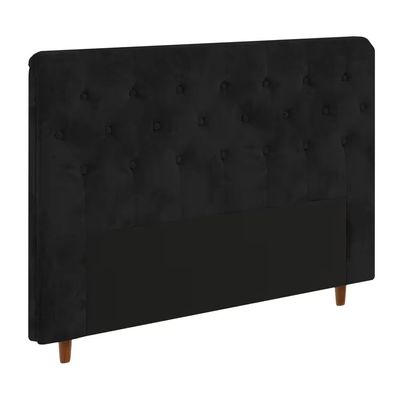 Cabeceira para Cama Box Casal Portobel Amanda com Revestimento em Suede Preto