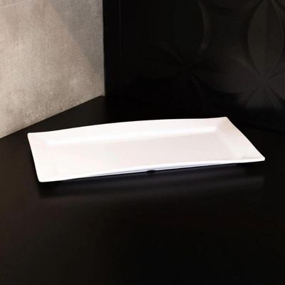 Travessa Melamina Branca 35x20cm Wolff Bandeja Rasa Servir Sushi Porções
