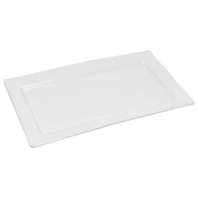 12 Travessas Rasa Melamina Branca 35x20cm Bandeja Servir Lanchonete Restaurante Buffet