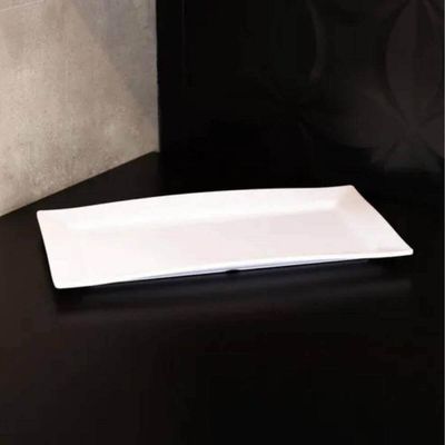 12 Travessas Rasa Melamina Branca 35x20cm Bandeja Servir Lanchonete Restaurante Buffet