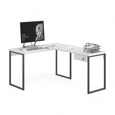 Mesa Home Office Escrivaninha L Shine Branco Com Gaveteiro