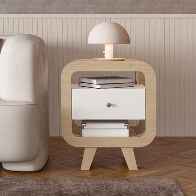 Mesa De Apoio 1 Gaveta 65 Cm Porta Usb Naturale Arly Naturale Branco