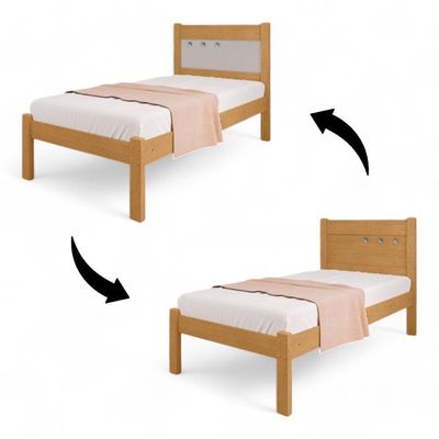 Cama Solteiro Sofisticada Paola Naturalle E Off White
