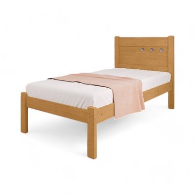 Cama Solteiro Paola Naturalle E Off White Com Colchão