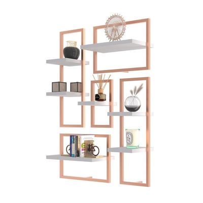 Conjunto 7 Prateleiras Industrial Branco-cobre - Pleno