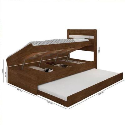 Cama Solteiro Larissa Malbec E Off White Com Auxiliar E Dois Colchões Framar
