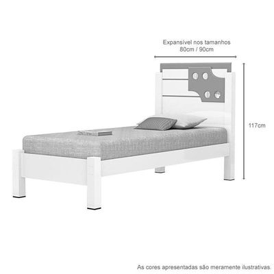 Cama De Solteiro Luíza 0,90 Branco - Rosa - Vitamov 0260172