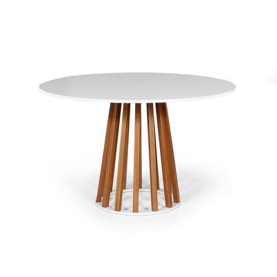 Mesa De Jantar Redonda 6 Lugares 120cm  Tália Branca