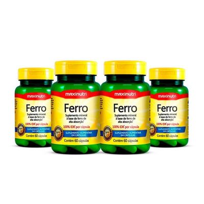 Kit 04 Ferro 100% Idr Maxinutri Com 60 Cápsulas