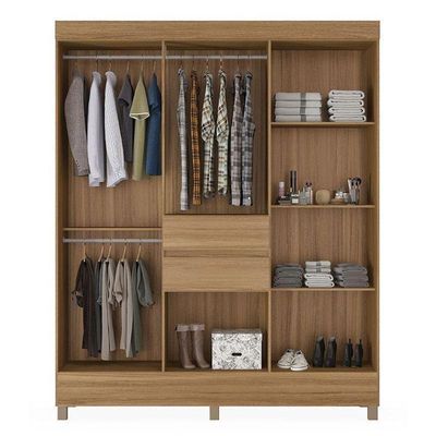 Cômoda London E Guarda Roupa Casal Munique Amêndola Touch Com Espelho - Demóbile