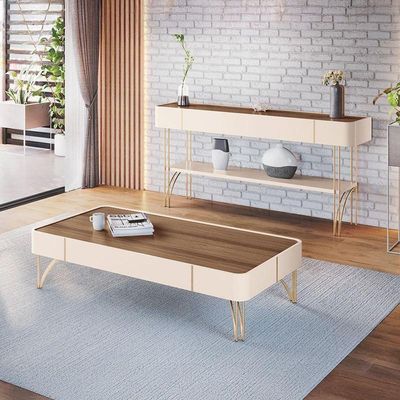 Aparador Vivant E Mesa De Centro Cadenza Off White Castanho – Hb Móveis