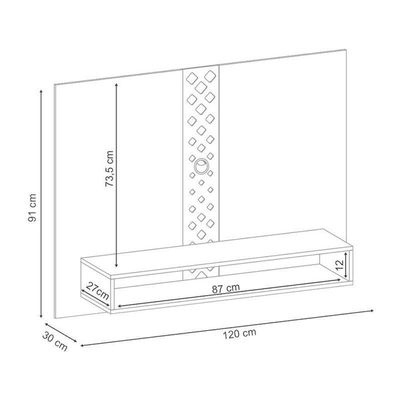Painel Para Tv Home Suspenso Form Castanho Off White – Hb Móveis