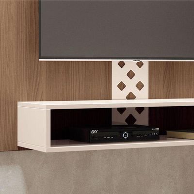 Painel Para Tv Home Suspenso Form Castanho Off White – Hb Móveis