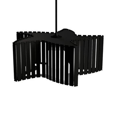 Luminária Pendente Estrela Do Mar Modelo Ripado - Preta