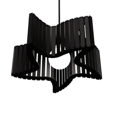Luminária Pendente Estrela Do Mar Modelo Ripado - Preta