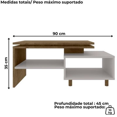 Mesa De Centro Para Sala Lima 90 Cm Bechara Off White Naturalle