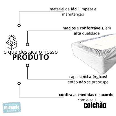 Capa Protetora Impermeável Colchão Lençol Elástico Solteiro 88x188x20cm - Branca