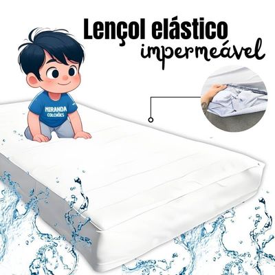 Capa Protetora Impermeável Colchão Lençol Elástico Solteiro 88x188x20cm - Branca