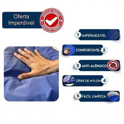 Capa P/ Colchão Solteiro Tipo Hospitalar Impermeável Azul Tamanho:78x188x20cm