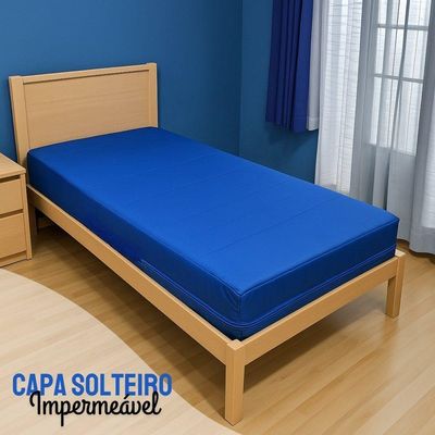 Capa P/ Colchão Solteiro Tipo Hospitalar Impermeável Azul Tamanho:78x188x20cm