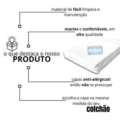 Capa Impermeável Para Colchão Casal Feita Em Napa Hospitalar 138x188x12cm - Branca