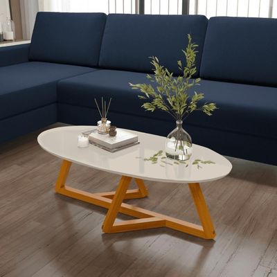 Mesa De Centro Sala De Estar Classic Oval Off White