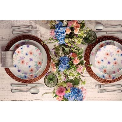 Jogo de Jantar 30 Peças Tramontina Floratta Porcelana Mesa Posta Aparelho 6 Pessoas