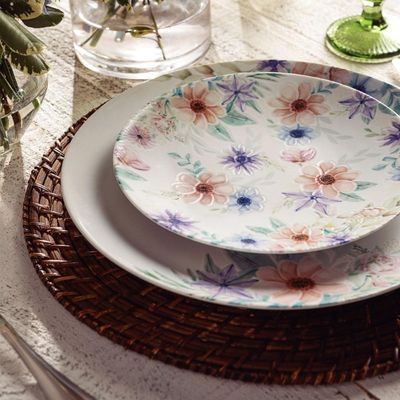 Jogo de Jantar 30 Peças Tramontina Floratta Porcelana Mesa Posta Aparelho 6 Pessoas