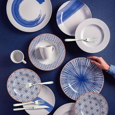 Aparelho de Jantar 30 Peças Tramontina Abstratta Porcelana Serviço 6 Pessoas