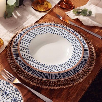 Aparelho de Jantar 30 Peças Tramontina Abstratta Porcelana Serviço 6 Pessoas