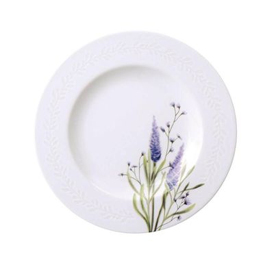 Jogo 6 Pratos de Sobremesa Porcelana Decorada 21cm Tramontina Lilla Mesa Posta Eventos