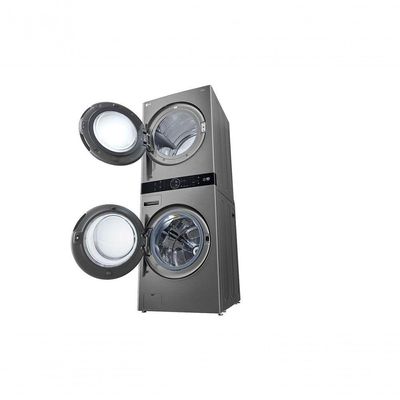 Lavadora e Secadora Elétrica Smart LG WashTower 17kg Aço Escovado com Inteligência Artificial AIDD WK17VS6A 220V