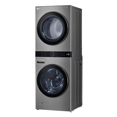 Lavadora e Secadora Elétrica Smart LG WashTower 17kg Aço Escovado com Inteligência Artificial AIDD WK17VS6A 220V