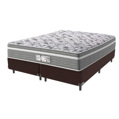 Cama Box Marrom E Colchão Queen Evolution Probel