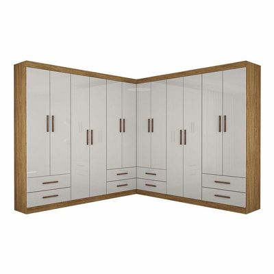 Closet Casal Duplo Lu 12 Portas 8 Gavetas Cinamomo Com Off White
