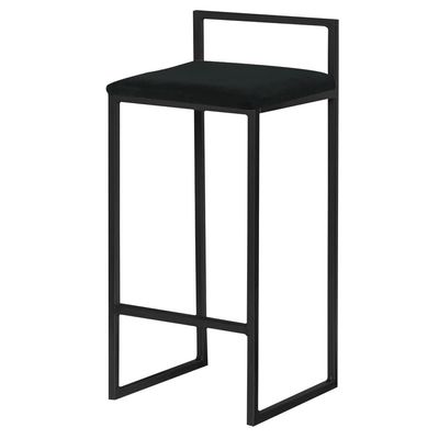 Banqueta Decorativa Selena Base Preta Veludo Preto - Gran Belo