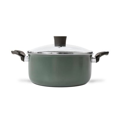 Caçarola Ekó 24cm Antiaderente 5L  Tampa Vidro Multiflon Verde