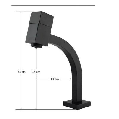 Torneira Link Quadrada Banheiro Preta 1-4 De Volta Bica Baixa Lavabo Luxo Gourmet Black Pia