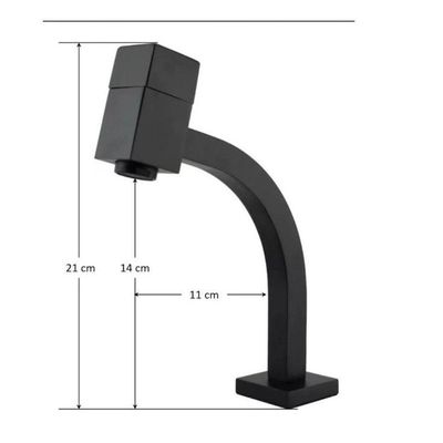 Torneira Link Quadrada Banheiro Preta 1-4 De Volta Bica Baixa Lavabo Luxo Gourmet Black Pia