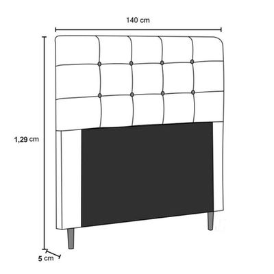 Cabeceira Estofada Cama Box Casal 140 Cm Helena Suede Preto