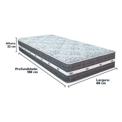 Cama Box Bege E Colchão Black Graphite Molas Ensacadas Solteiro 88x188x32 Anjos