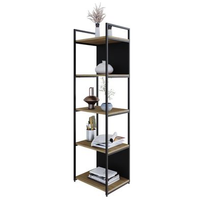 Estante C/05 Prateleiras 152x45x33cm C/fundo Yon Vermont Oak/est.preta Vermont Oak/est.preta