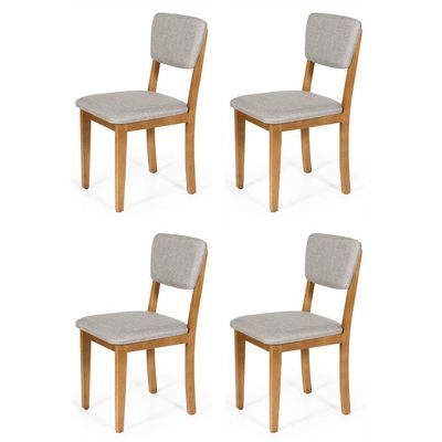 Conjunto 4 Cadeiras De Jantar Estofada Madeira Maciça Ella