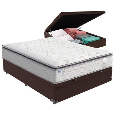 Cama Box Baú Casal E Colchão Molas Ensacadas Amsterdã Probel Marrom