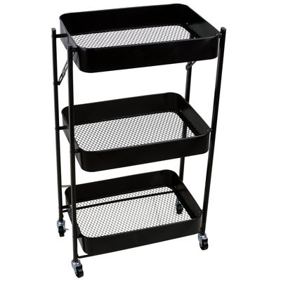 Carrinho multiuso 3 Andares Brooklyn CV245269 Cazza Preto