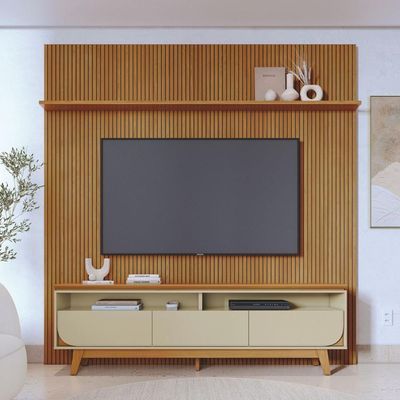 Kit Lyra Painel E Rack Com Painel Cumaru-opala