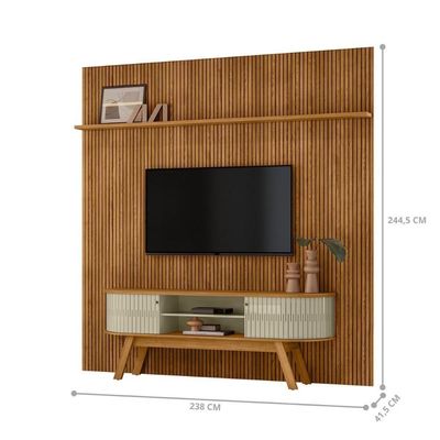 Kit New Amalfi Painel E Aparador Rack Cumaru-opala