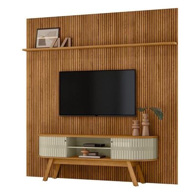 Kit New Amalfi Painel E Aparador Rack Cumaru-opala